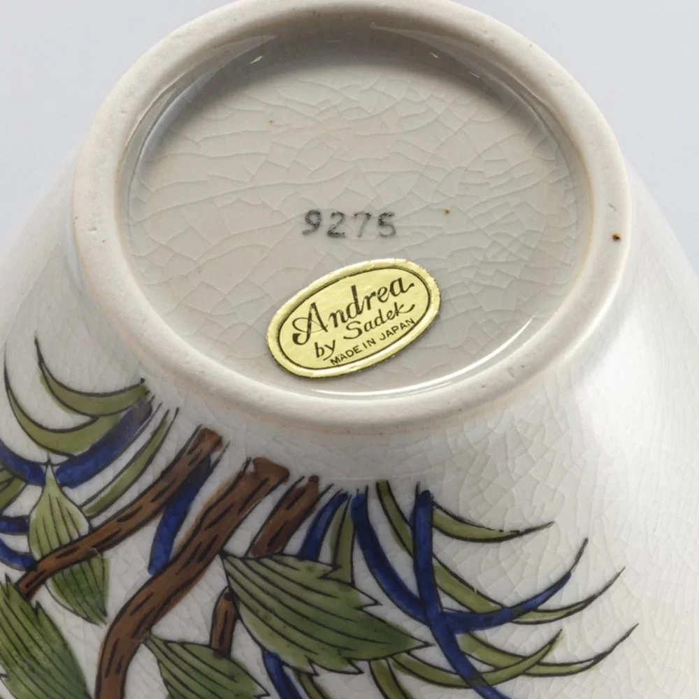 Vintage Andrea by Sadek Japan Bird Floral Chinoiserie Vase 10” #9275